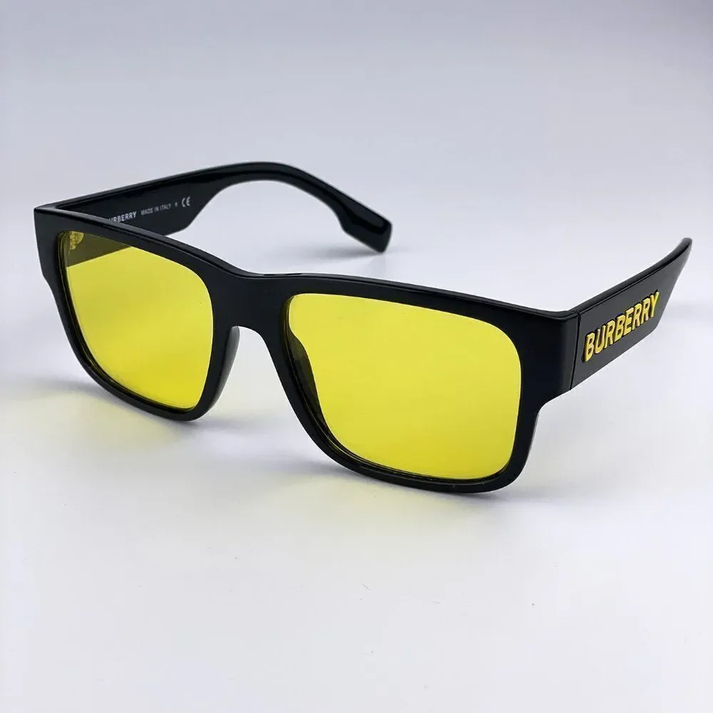 NEW Burberry KNIGHT BE4358 300185 Black Yellow Square Men Sunglasses